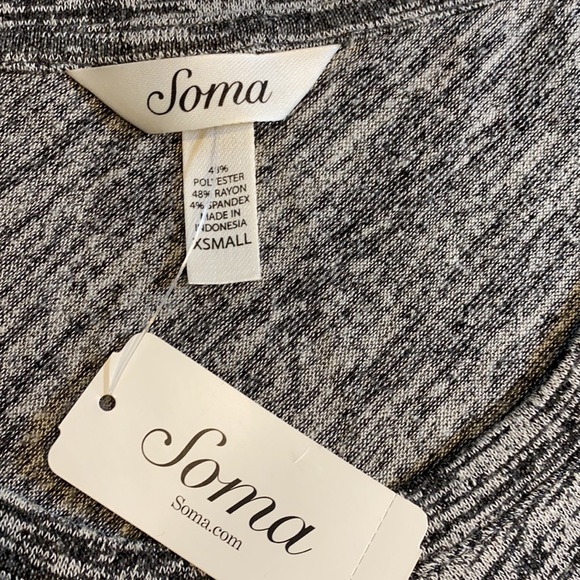 Soma XSmall Asymmetrical Long Sleeve Tunic Black/Gray New D25 - Picture 5 of 12